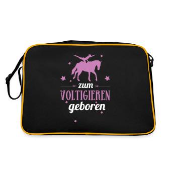 Voltigieren Voltigierpferd Volti Voltigier Geschen - Retro Tasche - Schwarz/Gold - Hinten