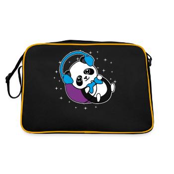 Panda gamer panda bear gambler gift idea - Retro Bag - black/gold - Back