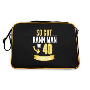 40. Geburtstag - Retro Tasche - Schwarz/Gold - Hinten