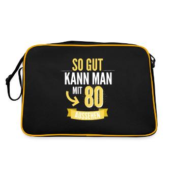 80. Geburtstag - Retro Tasche - Schwarz/Gold - Hinten