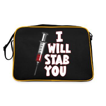 I WILL STAB YOU syringe medical nurse humor - Retro Bag - black/gold - Back