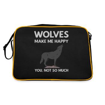 Wolves Make Me Happy Wolf - Retro Bag - black/gold - Back