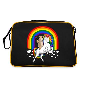 LGBT Prairie Dog Riding Unicorn Gay Pride Rainbow - Sac Retro - noir/or - Dos