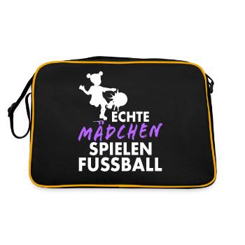 Echte Mädchen spielen Fussball Kicker Mannschaft - Retro Tasche - Schwarz/Gold - Hinten