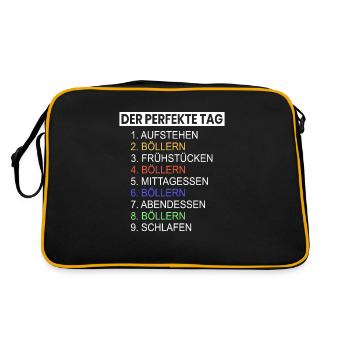 Der perfekte Tag Böllern Essen Schlafen Feuerwerk - Retro Tasche - Schwarz/Gold - Hinten