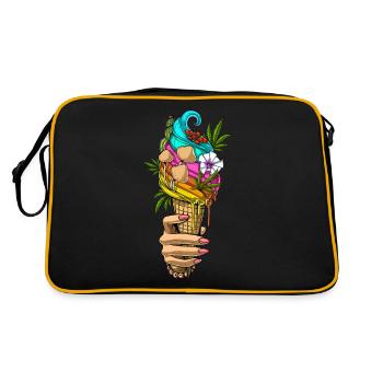 Psychedelisches Eis - Retro Tasche - Schwarz/Gold - Hinten