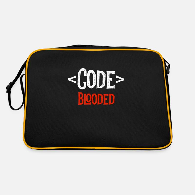 Entwickler-Shirt - Code Blooded - Coding Coder - Retro Tasche - Schwarz/Gold