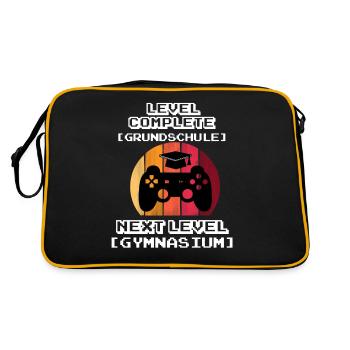 Gymi Einschulung Gymnasium 5. Klasse Geschenk - Retro Tasche - Schwarz/Gold - Hinten