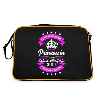 Zahnarzthelferin Zahn Zahnpflege lustig Geschenk - Retro Tasche - Schwarz/Gold - Hinten