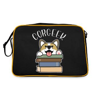 Funny Corgi Geek Corgeek Book Lovers Gift design - Retro Bag - black/gold - Back