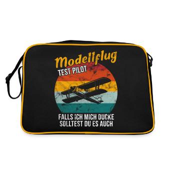 Modellflug Testpilot Modellflugzeug Vintage - Retro Tasche - Schwarz/Gold - Hinten