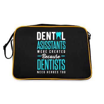 Zahnarzthelferin Zahn Zahnpflege lustig Geschenk - Retro Tasche - Schwarz/Gold - Hinten