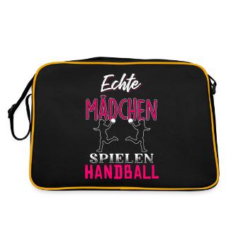 Echte Mädchen spielen Handball - Retro Tasche - Schwarz/Gold - Hinten