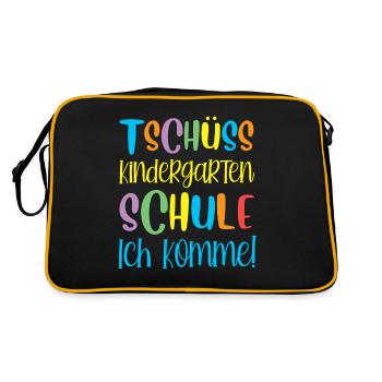 Einschulung - Retro Tasche - Schwarz/Gold - Hinten