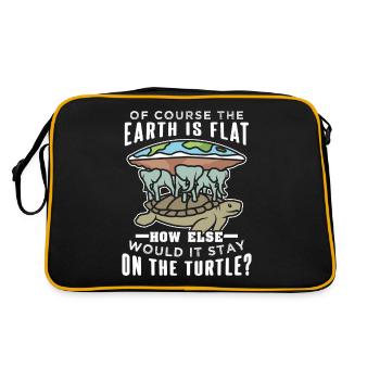 Flache Erde Schildkröte Elefanten - Retro Tasche - Schwarz/Gold - Hinten