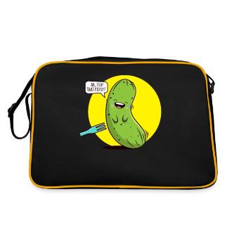 STOP THAT PICKLES Kitzelige Gurke Humor Spruch - Retro Tasche - Schwarz/Gold - Hinten