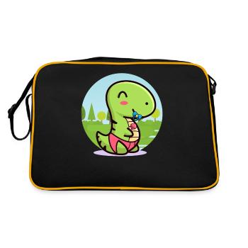 Hochet tétine bébé dinosaure TREX - Sac Retro - noir/or - Dos