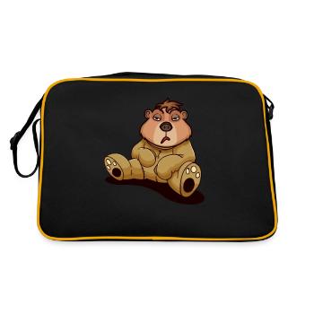 Lustig Bär in Teddybär Kostüm Humor Cartoon Comic - Retro Tasche - Schwarz/Gold - Hinten