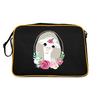 Idée de cadeau d'anniversaire Lama Flower Power - Sac Retro - noir/or - Dos