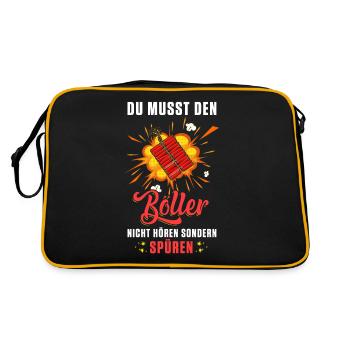 Pyrotechniker Pyro Feuerwerk Feuerwerker Böller - Retro Tasche - Schwarz/Gold - Hinten
