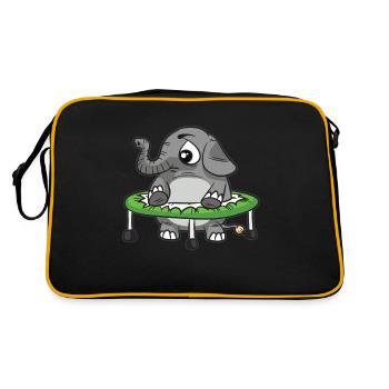 Dicker Elefant im Trampolin - Retro Tasche - Schwarz/Gold - Hinten