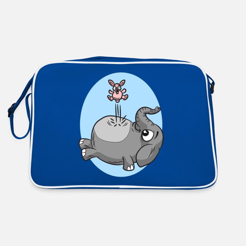 Jumping mouse on elephant Retro Bag