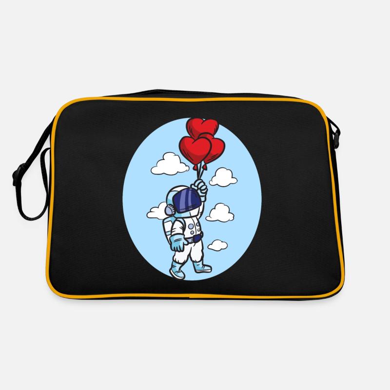ASTRONAUT HEART BALLON - Retro Tasche - Schwarz/Gold