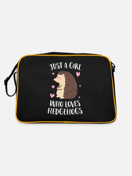 Just a Girl Who Loves Hedgehogs Cute Hedgehog Girl - Retro Bag - black/gold - Back