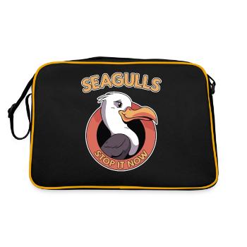 Seagulls Stop It Now Meme Möwe Seemöwe - Retro Tasche - Schwarz/Gold - Hinten