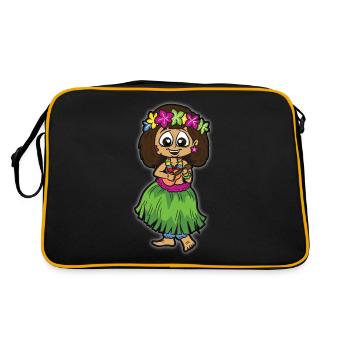 Hula fille avec jupe libérienne chaîne de fleurs ukulélé - Sac Retro - noir/or - Dos