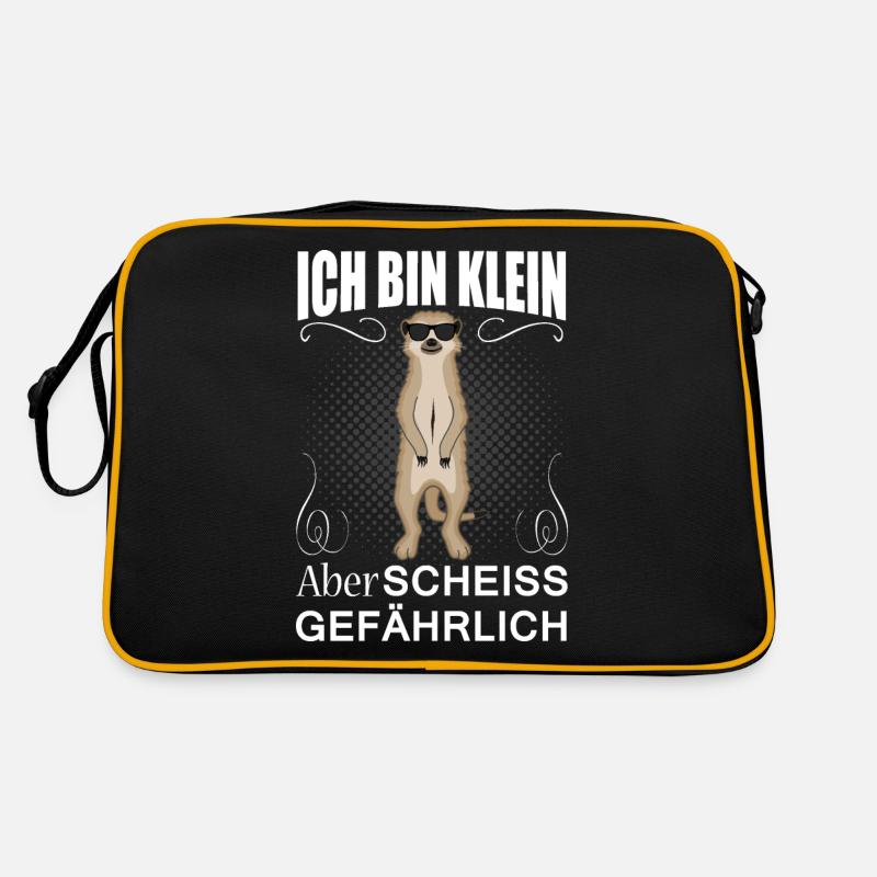 Klein Aber Scheiss Gefährlich Erdmännchen Lustig - Retro Tasche - Schwarz/Gold