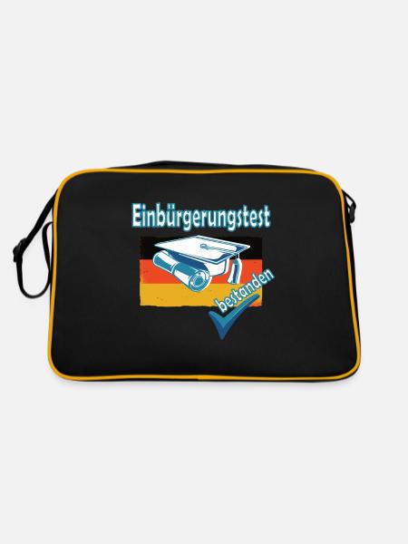 Integrationskurs Deutsch Einbürgerung Geschenk - Retro Tasche - Schwarz/Gold - Hinten