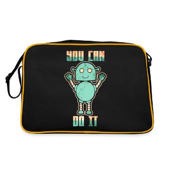 Roboter Robotertechnik Wissenschaft Zukunft - Retro Tasche - Schwarz/Gold - Hinten