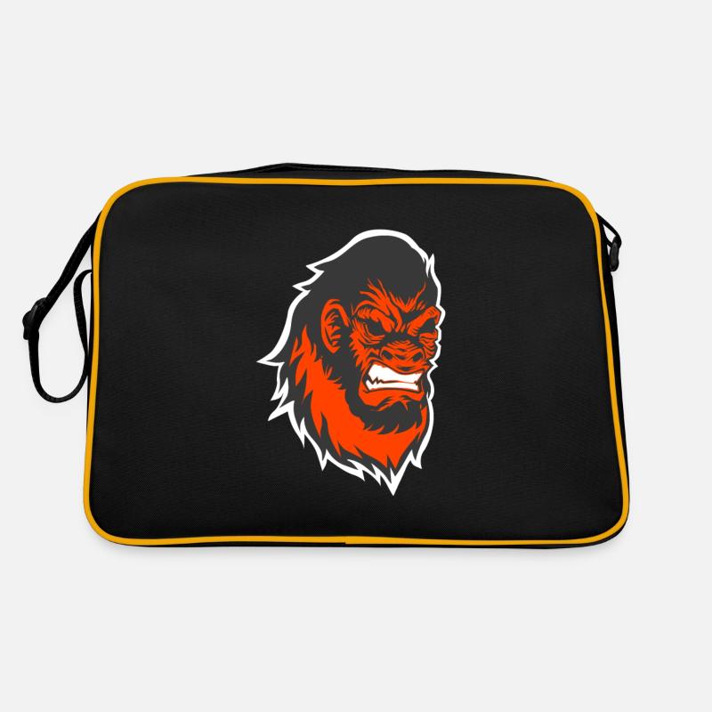 Tête de gros singe - Sac Retro - noir/or