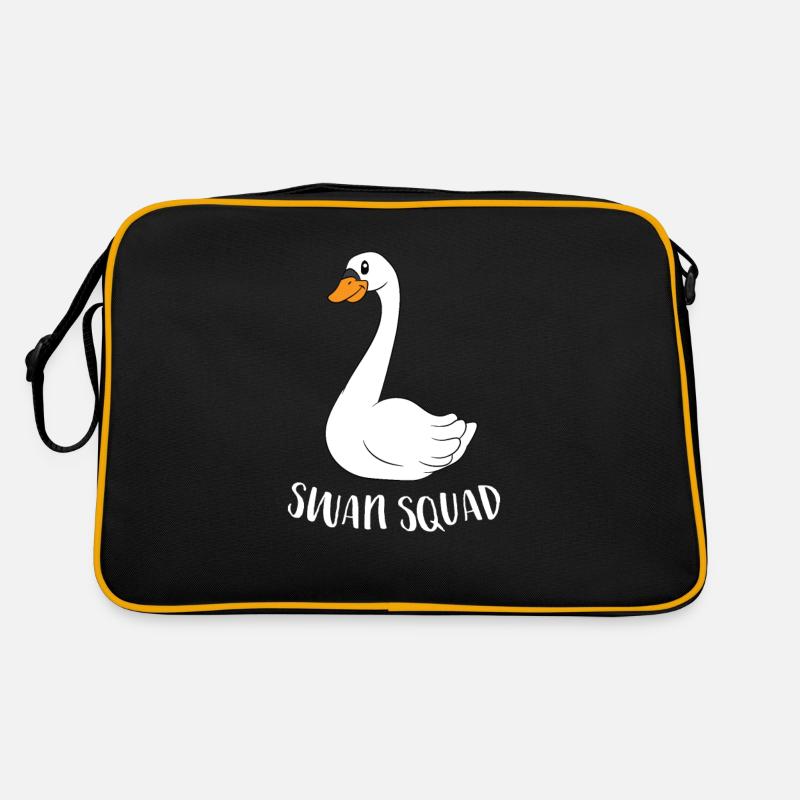 Team Schwäne Lustiges Swan Squad - Retro Tasche - Schwarz/Gold