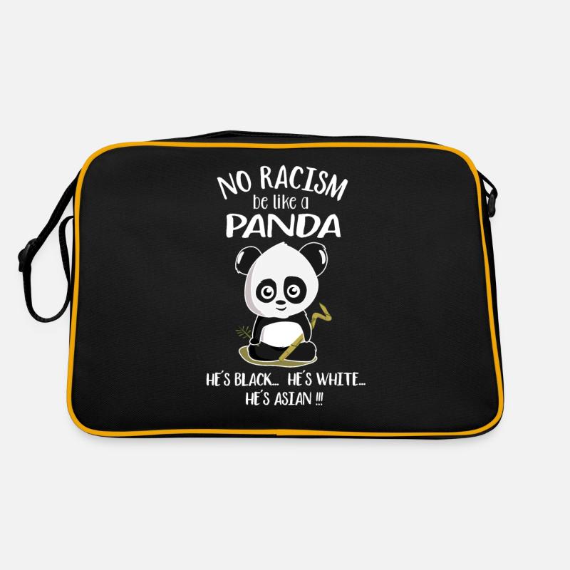 Pas de rassisme! Soyez comme un panda! Pas de racisme Sac Retro