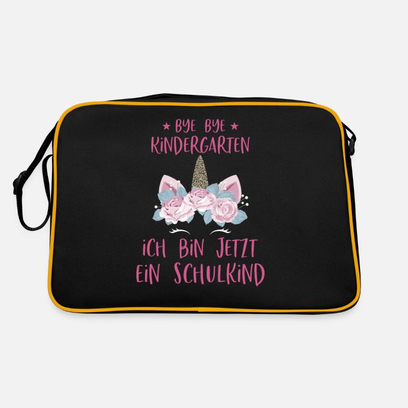 Bye Kindergarten Schule Einhorn Schulkind Geschenk Retro Tasche