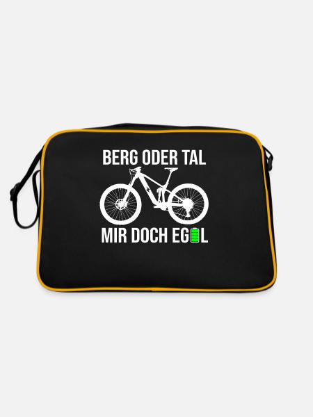 Berg oder Tal Mir Doch Egal E-bike Elektrofahrrad - Retro Tasche - Schwarz/Gold