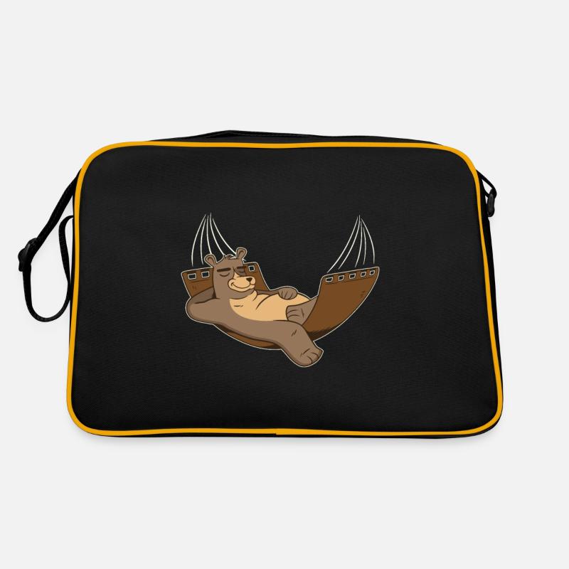 L’ours est dans un hamac. - Sac Retro - noir/or