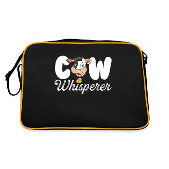 Kuh Milchkuh Landleben Bauernhof Bauer Geschenk - Retro Tasche - Schwarz/Gold - Hinten