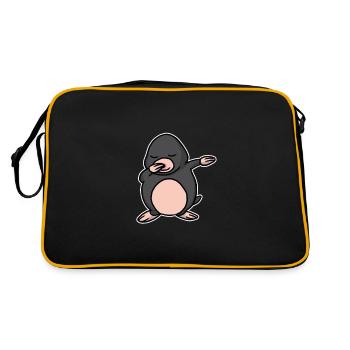 Lustiges Dabbing Maulwurf Geschenk - Retro Tasche - Schwarz/Gold - Hinten