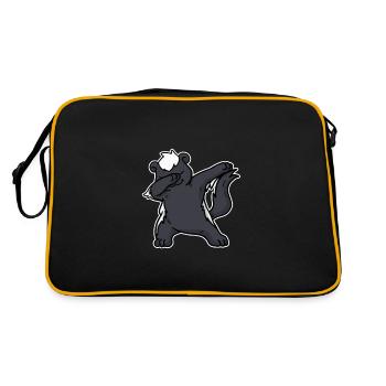 Lustiges Dabbing Dachs Geschenk - Retro Tasche - Schwarz/Gold - Hinten