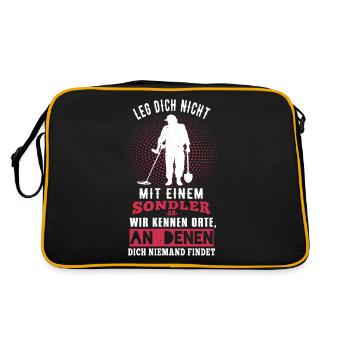 Leg Dich Nicht Mit Einem Sondler An - Retro Tasche - Schwarz/Gold - Hinten
