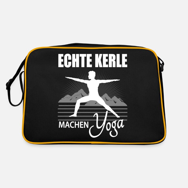 Echte Kerle Machen Yoga Männer Geschenk Lustig - Retro Tasche - Schwarz/Gold