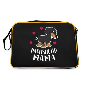 Dachshund Mama Geschenk für Mama von Dachshund - Retro Tasche - Schwarz/Gold - Hinten