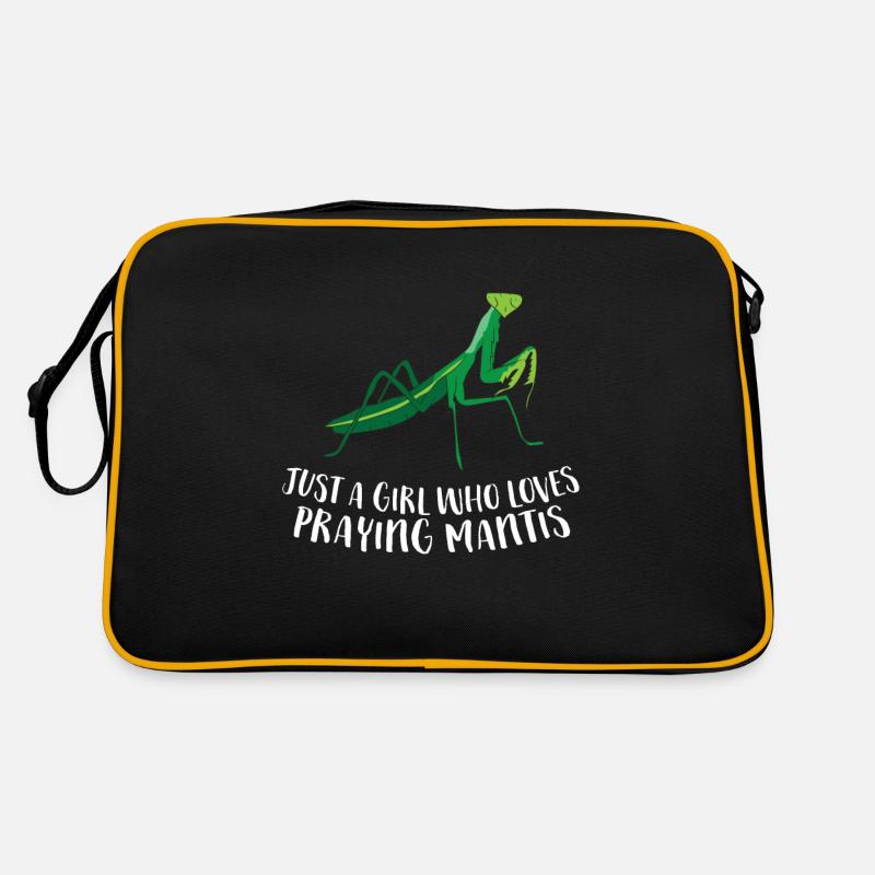 Nur Ein Mädchen Das Heuschrecken liebt Praying - Retro Tasche - Schwarz/Gold