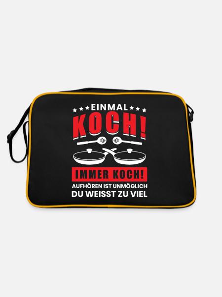 Lustig Koch Chefkoch Küchenchef Spruch Geschenk - Retro Tasche - Schwarz/Gold - Hinten