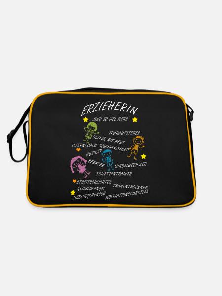 Erzieherin und so viel mehr… - Retro Tasche - Schwarz/Gold - Hinten