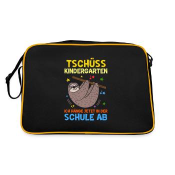 Tschüss Kindergarten - Einschulung - Retro Tasche - Schwarz/Gold - Hinten