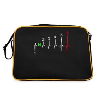 Herzschlag Motorrad EKG Linie Gangschaltung 6 Gang - Retro Tasche - Schwarz/Gold - Hinten